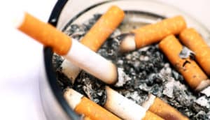 cigarette butts in ashtray