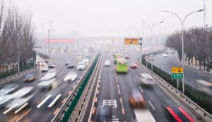 haze over Chinese highway