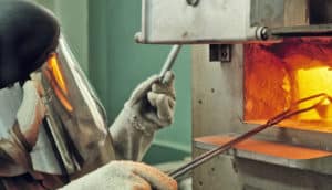 working at industrial kiln