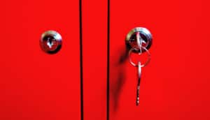 locked red cabinet