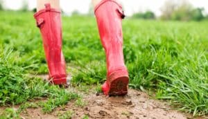 red rainboots and grass