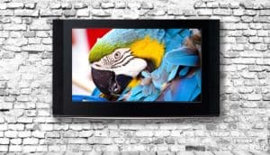 LCD TV on a brick wall