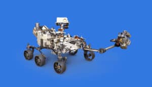 Mars 2020 rover on blue