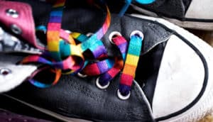 rainbow laces on converse sneaker