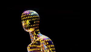 DNA bases on clear human figure