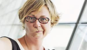 puzzled woman with glasses