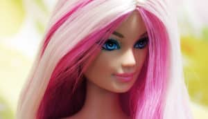 ominous barbie with pink hair