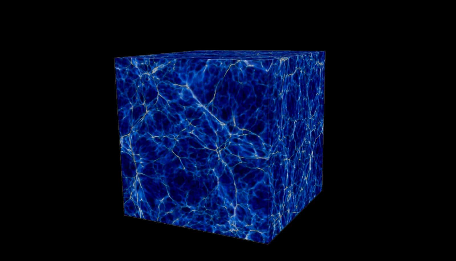 simulation of cosmic web - blue cube