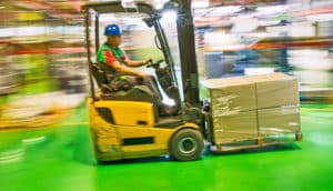 forklift in warehouse