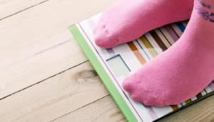 pink socks on scale