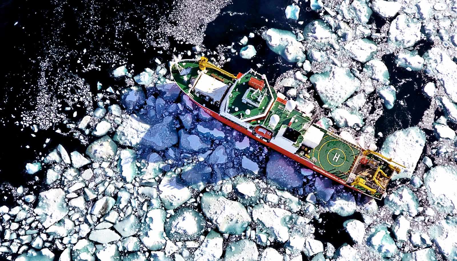 icebreaker ship in icy sea