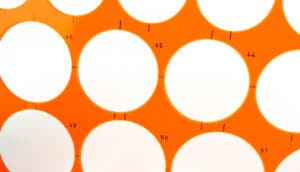 orange stencil on white