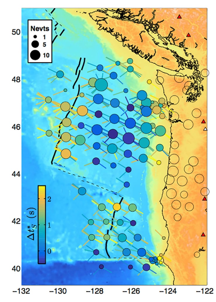 map of Cascadia measurements