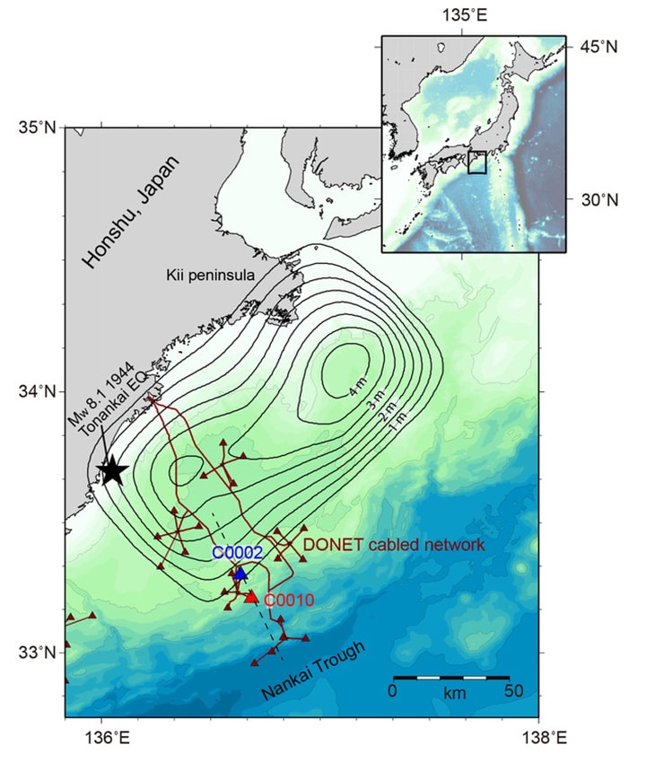 map of the subduction zone near Japan