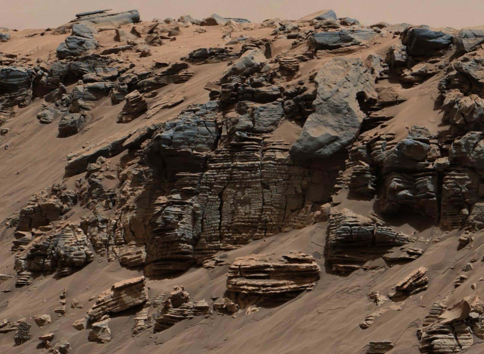 A shot of sedimentary rocks on Mars