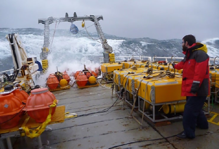 research vehicle Welcoma on a ship in the Pacific