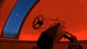 Kepler observatory, red light inside and blue outside