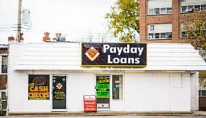 payday lender building with sign