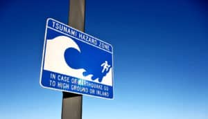 tsunami hazard zone sign
