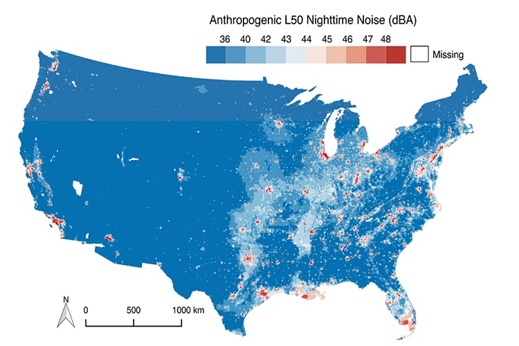 noise levels map of US