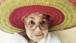 older woman wearing sombrero