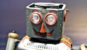 robot face close-up
