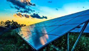 solar panel at sunset