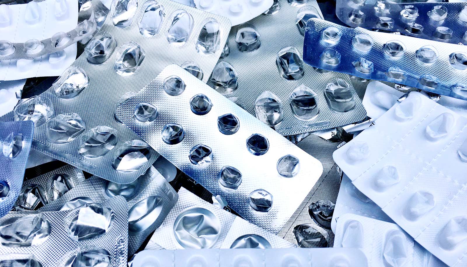 blister packs for pills - silver and white