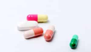 colorful capsules on white