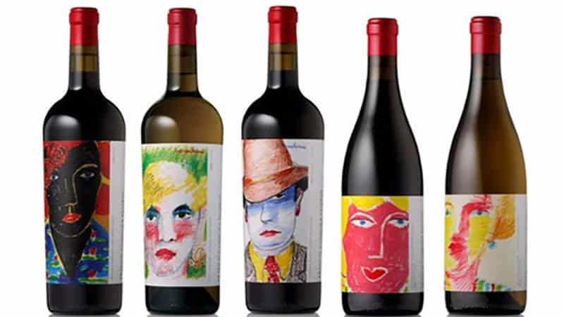 faces on wine bottle labels