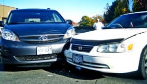 two cars in fender bender