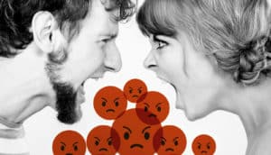 bw people shout with red angry emoji