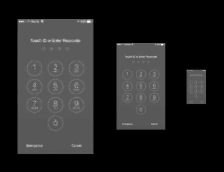 3 shots of the keypad using IllusionPIN