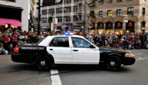 police car on a city street