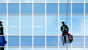 window cleaner against glass