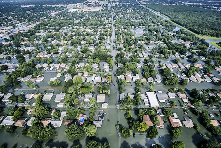 aerial view of flooding