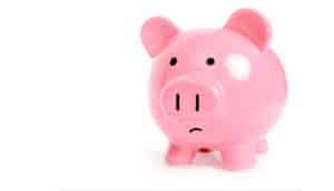 frowning piggy bank