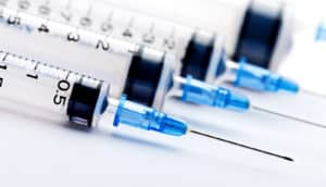blue and white syringes
