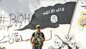 ISIS graffiti and FSA soldier