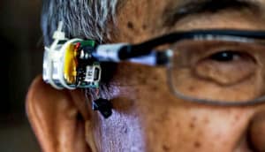 VAuth on man's glasses