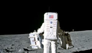 buzz aldrin walks on the moon