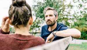 father and daughter talking