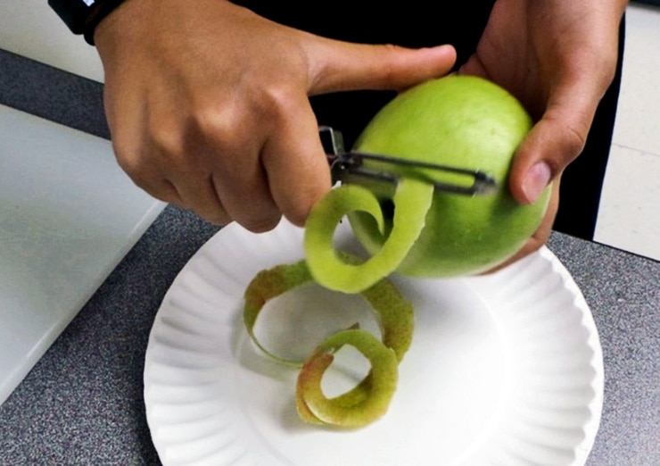 peeling an apple