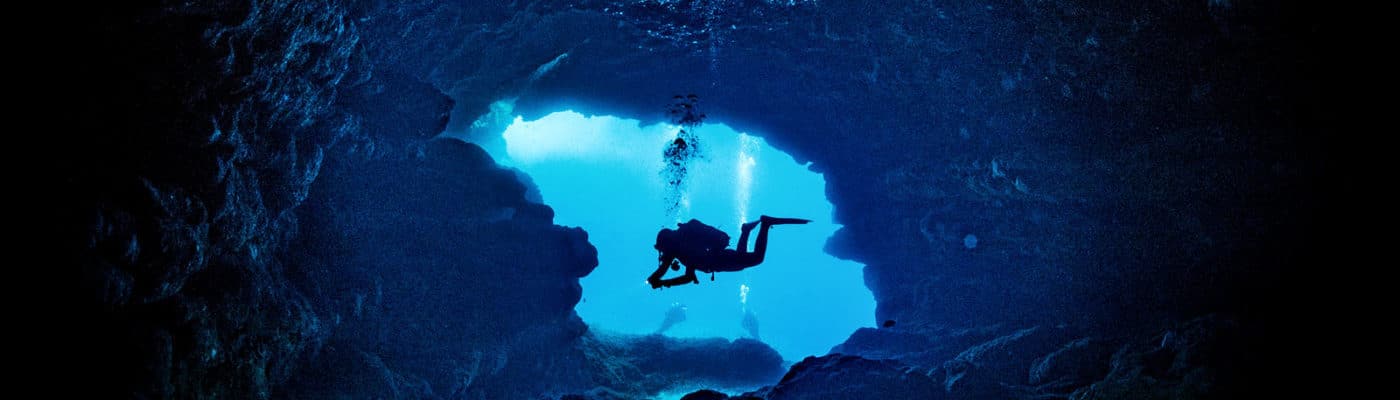 diver in cave
