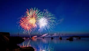 fireworks over water