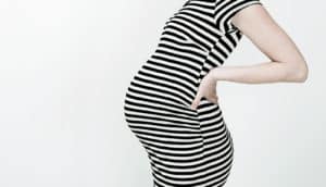 pregnant woman in stripes