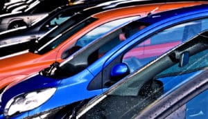 red and blue cars (politics concept)