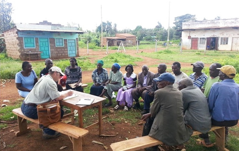 researchers interviews farmers in Kenya