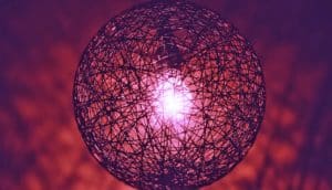 light in black cage - pink/purple