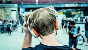 listening to headphones (sound, brains, listening concept)